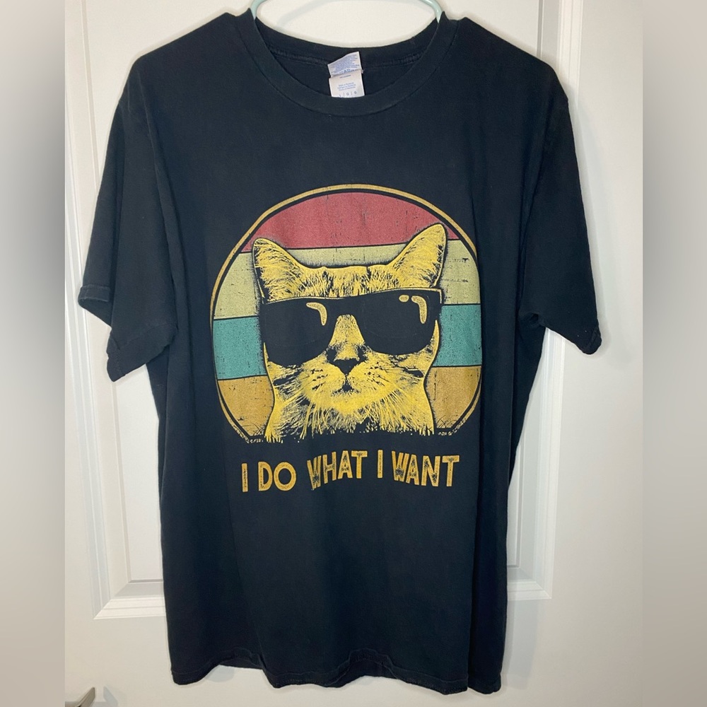 Cat T-Shirt I Do What I Want Cat Funny L Black